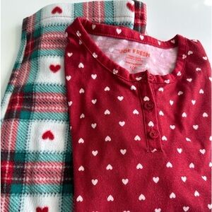 Girls fleece combo red hearts PJ set size 6Y by Joe Fresh